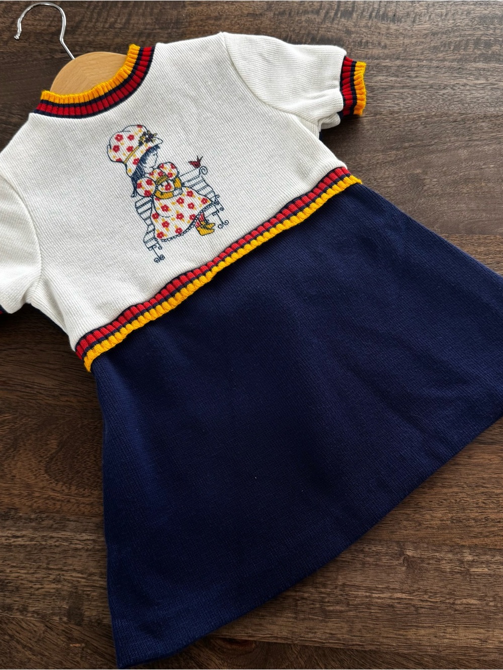 Vintage Holly Hobbie knit Dress, size imo 2T.